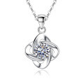 Sterling Silver 1ct Moissanite Four-Leaf Clover Necklace Pendant-0-4