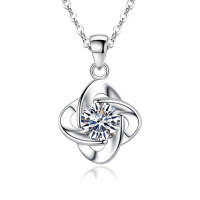 Sterling Silver 1ct Moissanite Four-Leaf Clover Necklace Pendant-[Empty Setting] 1-Carat Four-Leaf Clover Necklace  925 Silver