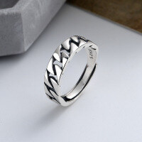 wholesale S925 Sterling Silver Geometric Hollow Twist Chain Ring Exquisite Fashion Versatile Ins Trendy Index Finger Ring-003J/approx. 3.1g Opening adjustable