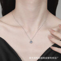 S925 Sterling Silver Cross-Border Moissanite Necklace, Four-Prong Bead Setting-0-2