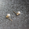 wholesale 9K Gold Small Drilled Pearl Pure Freshwater Pearl Exquisite Japanese-style Mini Stud Earrings-0-4
