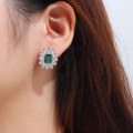 wholesale S925 Sterling Silver Elegant Earrings Inlaid with High-Carbon Diamond Zircon and Emerald Ear Studs for Dropshipping and Wholesale Women-0-3