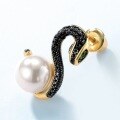 wholesale S925 Sterling Silver European & American New Style Cute Playful Serpent Earrings for Women, Fashionable and Unique with Shell Pearl, Dropshipping-0-3