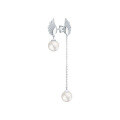 wholesale S925 Sterling Silver Earrings with Pearl, Feather Wing Design and Zirconia, Small and Chic Cross-border Jewelry in Ins Style-0-5