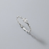 wholesale S925 Sterling Silver Square Diamond Geometric Ring Minimalist Hollow Lock Chain Simple Diamond Jewelry J9071-S925 silver one silver opening adjustable