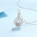 wholesale 925 Silver D-color Moissanite Necklace for Women, Choker Chain Accessory, Versatile Teardrop Pendant, Niche Design Silver Jewelry-0-1