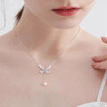 wholesale S925 Silver Bow Pearl Tassel Necklace for Women, Light Luxury Fashion, High-End Sense, Versatile Choker-0-3
