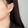wholesale 925 Sterling Silver Zircon Cross Earrings For Women, Small Batch Design,ins Style Fashion Studs, Factory Ready Stock-0-2