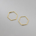 wholesale Metal: S925 Sweet hexagonal earrings for women, personalized wholesale large hoop earrings, geometric ear clasps E1760-0-2