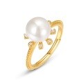 wholesale S925 Sterling Silver Fashionable Autumn Winter New Pearl Anemone Ring for Women, Niche Wholesale Accessories-0-5