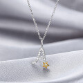 wholesale S925 Sterling Silver Little Star Diamond-Encrusted 26 Letters Alphabet Pendant Necklace,Ins-0-2