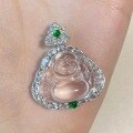 wholesale S925 Sterling Silver Vintage New Chinese Style Opulent Green Top Bead Chlorite Jade Chalcedony Small Buddha Pendant Necklace for Women-0-5