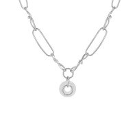 wholesale S925 Sterling Silver Korean Version Ins Minimalist Small Design Versatile White Crystal Chain Textured Collarbone Necklace for Women-Silver 925 silver