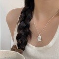 wholesale S925 Sterling Silver Oval Pendant Brushed Necklace Women Small Luxury Ins Style New Korean Version Choker-0-3