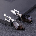 wholesale S925 Silver luxurious high-end natural smoky quartz earrings with a fashionable design, irregularly shaped large carat natural gemstone earrings-0-2