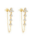 wholesale S925 Sterling Silver Chain-Connected Diamond-Encrusted Tassel Earrings, a popular and elegant INS high-end earring-0-4