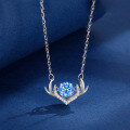 wholesale S925 Sterling Silver Maker "The Rest of My Life with You" Blue Diamond Antler Set Necklace for Women, Fashion Heartthrob Pendant for Christmas Birthday-0-0
