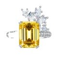 wholesale 925 Silver New Rectangular Yellow Diamond 9*12 Asscher Cut High Carbon Diamond Ring Euro-American Cross-Border Ins-0-4