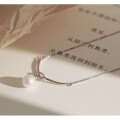 Sterling Silver Simple Commuter Natural Freshwater Pearl Smile Pendant Necklace-0-1