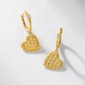 wholesale Metal material, high-end sense of light luxury micro-inlay brushed ear clasps, fashionable and versatile heart-shaped cookie earrings with a niche design-0-2
