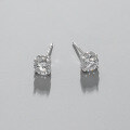 wholesale S925 Sterling Silver 405 Korean Version Ins Niche Design Minimalist Versatile Four-Prong Setting Zircon Textured Stud Earrings for Women-0-1
