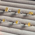wholesale S925 Sterling Silver European and American Cross-Border Women's Ring, Small and Minimalist, Versatile Geometric Square Sugar Ice-Cut Yellow Zircon Ring-0-3