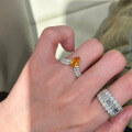 wholesale S925 Silver New Zhuozhifang Jewelry 6*9 Pear-Shaped Fanta Orange Micro-Paved Full Diamond Ring Live Stream Style-0-1