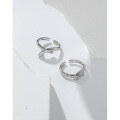 wholesale S925 Sterling Silver Korean Version Ins Minimalist Geometric Asymmetric Interwoven Polished Open Ring for Women-0-1