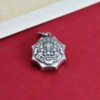 wholesale 925 Sterling Silver Tiger Beast Taotie Pixiu Lock Bag Ethnic National Style DIY Accessories Antique Vintage Pendant Ornament-Single Loop Pendant