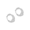 wholesale S925 sterling silver 419 Korean version Instagram design-inspired minimalist versatile textured geometric hoop earrings for women-0-5