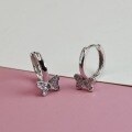 wholesale 925 Sterling Silver New Style Personalized Butterfly Micro-Set Fashionable High-End Zirconia Niche Cross-Border Sweet Hoop Earrings-0-0