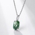 wholesale S925 Silver Japanese and Korean New Geometric Minimalist Aqua Agate Pendant with Green Moss Stone Necklace for Women Cross-Border Exclusive-0-1
