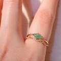 wholesale S925 Silver Korean and Japanese Style Minimalist Dainty Jewelry, Simple and Elegant Green Chrysoprase Ring, Spring Limited Edition Set-0-3