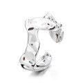 wholesale S925 Sterling Silver Korean Style Ins Irregular Geometric Tin Paper Crinkle Texture Wave Edge Open Ring-0-4