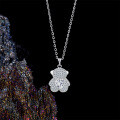 Sterling Silver Lovely Heart Bear Pendant Necklace-0-1