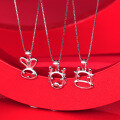 wholesale S925 Sterling Silver Chinese Zodiac Rabbit Year Birth Year Necklace for Women, Minimalist Small Luxury Collarbone Chain with Rabbit Pendant for Valentine's Day-0-1