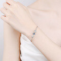 wholesale 925 Sterling Silver Women's Fashion Minimalist Letter Bracelet with 1 Carat Moissanite Bracelet Gift for Best Friend Girlfriend-0-3