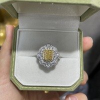 wholesale S925 silver plated with 18k gold, TikTok live pear-shaped 6*8mm yellow diamond ice-cut high-carbon diamond high-end wholesale ring-2 carat ice cut ring  US size 5