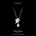 Metal Spring Butterfly Zircon Teardrop Pendant Necklace-0-0