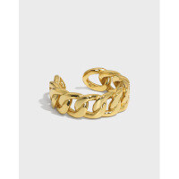 wholesale S925 Sterling Silver Korean Version INS Niche Design Sense Minimalist Versatile Twist Chain Textured Open Adjustable Ring for Women-Platinum [No. 13/Adjustable] Opening adjustable