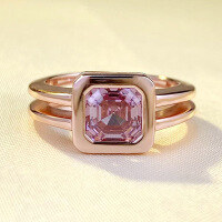 wholesale S925 Sterling Silver Zhuo Zhifan New Morgan Pink Tower 7*7mm High-Carbon Diamond Ring for Women, Simple and Stylish Versatile-R746 Morgan Pink No. 6