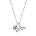 S925 Silver Mermaid Tail Dolphin Pendant Necklace, Light Luxury Clavicle Chain-0-3