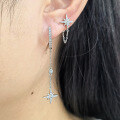 wholesale S925 Sterling Silver Cross-Border Best-Selling Zircon-Inlaid Octagram Fringe Earrings, Fashionable Commuter Star Earrings-0-3