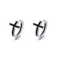 wholesale S925 Sterling Silver Korean-style Enamel Resin Cross Fashionable Unisex Stud Earrings-0-4