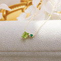 wholesale 9K Gold Japanese Minimalist Style Green Olive and Emerald Necklace Wholesale for Jewelry Manufacturers-0-2