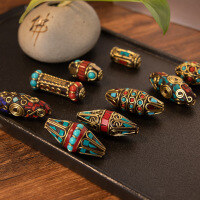 wholesale Metal Tibetan-style barrel beads, rice beads, tassel ethnic necklace DIY hand-strung bead jewelry accessory-No. 9