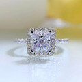 wholesale S925 Silver Princess-Cut 6*6 High-Carbon Diamond Full Pavé Micro-Set Ring, European and American Style New Arrival by Moojing-0-1
