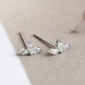 wholesale S925 Sterling Silver Drop Petal Zircon Earrings Small and Exquisite Cute Fresh Daily Versatile Ear Accessories-0-2
