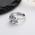 wholesale S925 Sterling Silver Auspicious Elephant Open Mouth Ring, Retro Fashion Ethnic Style Index Finger Ring-0-1