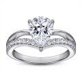 wholesale S925 Sterling Silver 6*8mm Teardrop 125ct Moissanite Engagement Ring for Women, High-End Elegant Classic Style-0-4